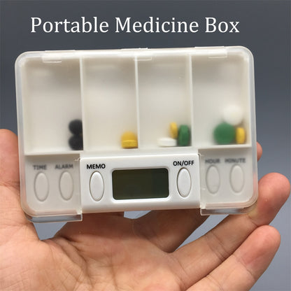 4 Grid pill box medicine Storage Box With Electronic Timing Reminder
